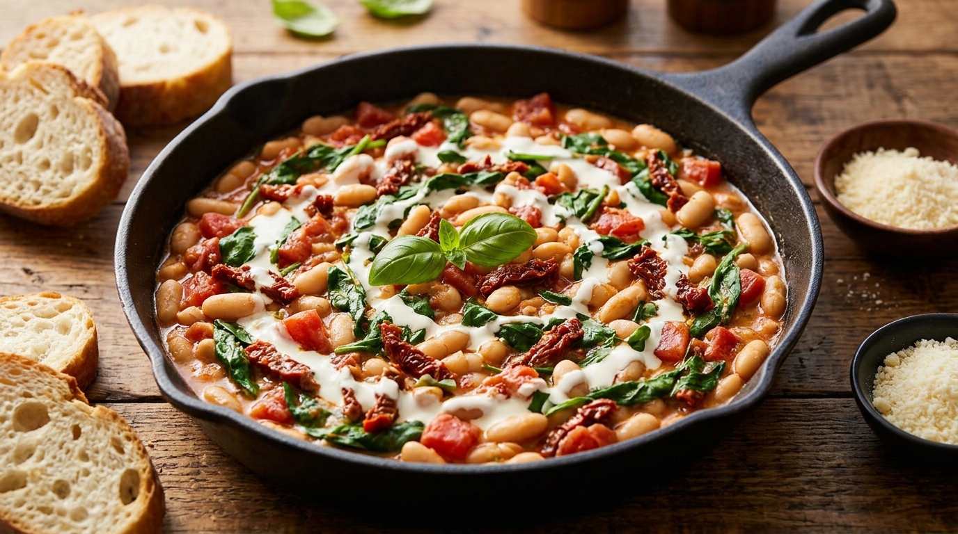 Creamy Tuscan White Bean Skillet